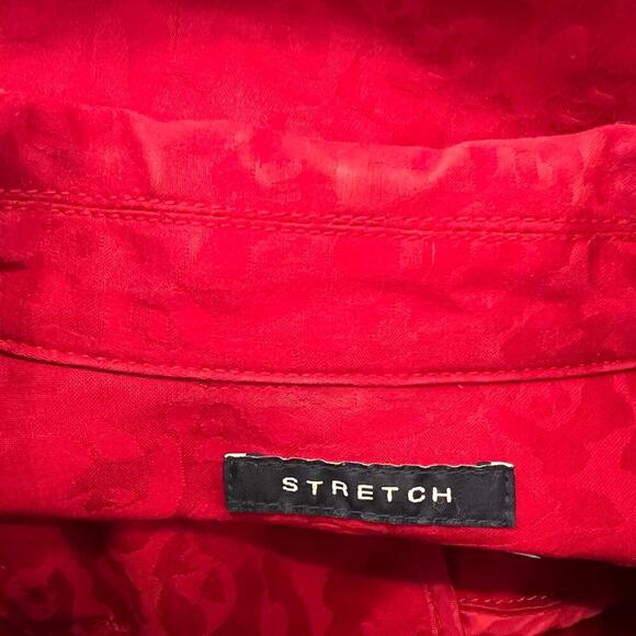 Jones New York Stretch Red Tone on Tone Cheetah Print Fitted Jacket Size M - Picture 10 of 12